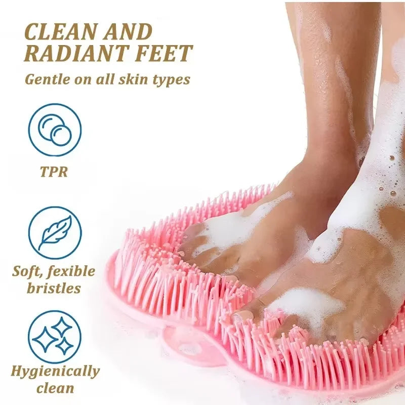 Bathing anti Slip Mat Exfoliating Shower Massage Scraper Bathroom Non-Slip Bath Mat Back Massage Brush Silicone Foot Wash Mat